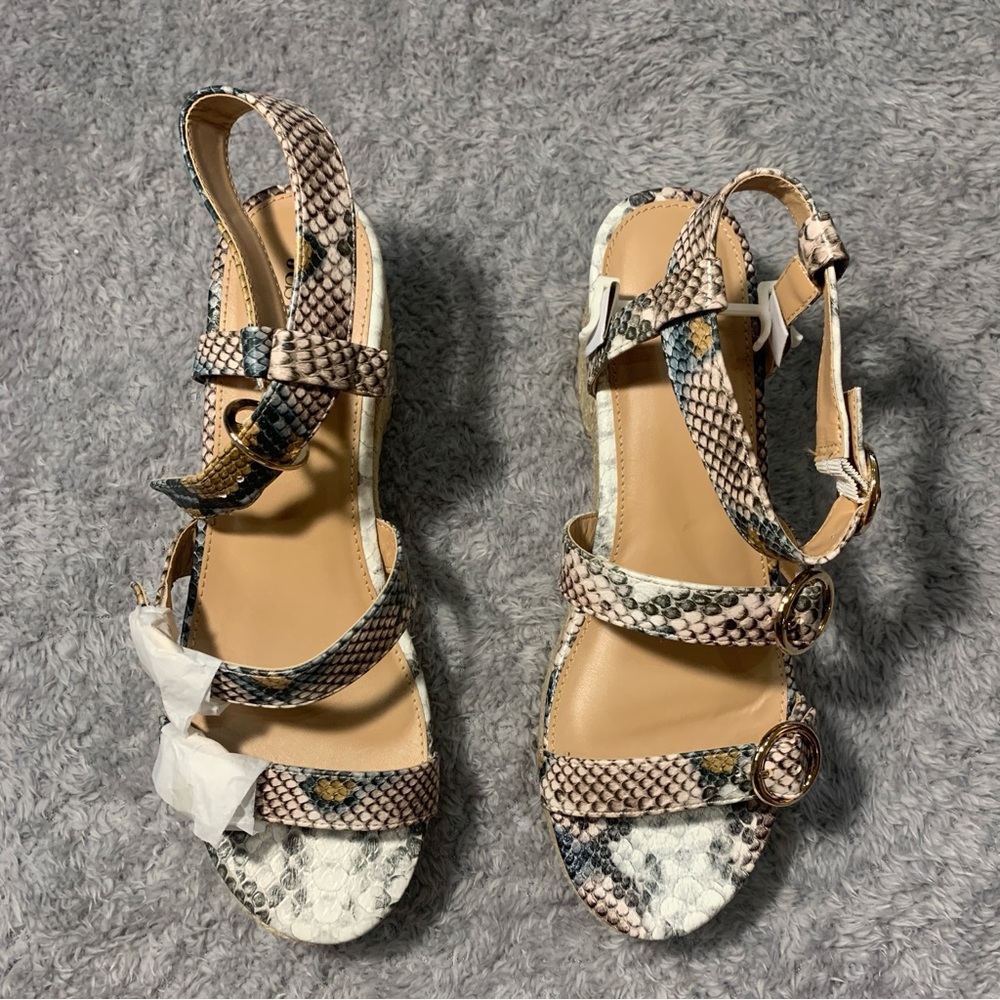 JustFab Snakeskin Multi-Strap Sandals